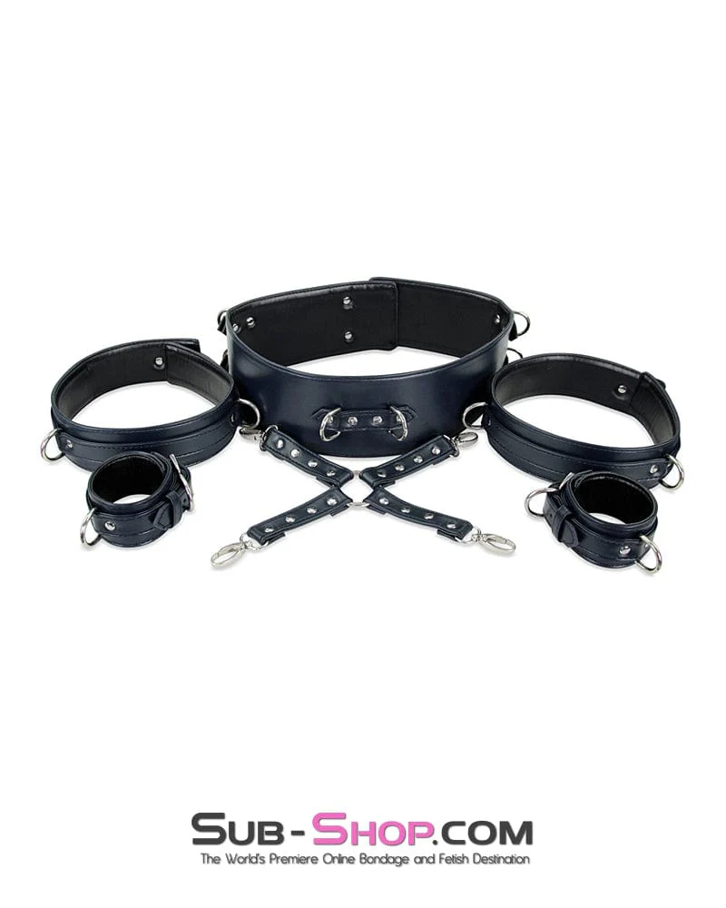 9947M Padded Bondage Belt, Thigh Cuffs, Wrist Cuffs and Connector Strap Full Bondage Set - Image 4