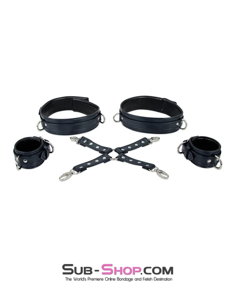 9947M Padded Bondage Belt, Thigh Cuffs, Wrist Cuffs and Connector Strap Full Bondage Set - Image 7