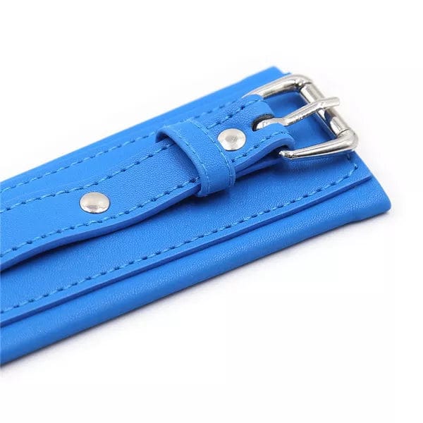 2482DL      Padded Faux Leather Tantric Blue Wrist Bondage Cuffs - Image 8