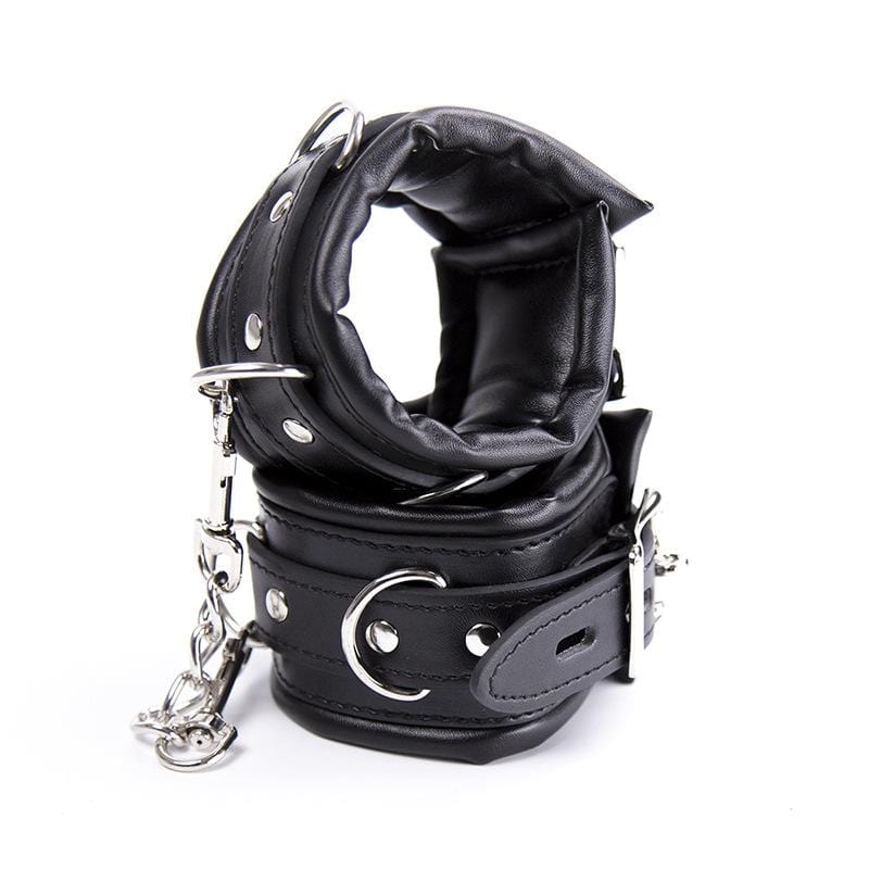 2476MQ Padded Lined Locking Black Wrist Cuffs