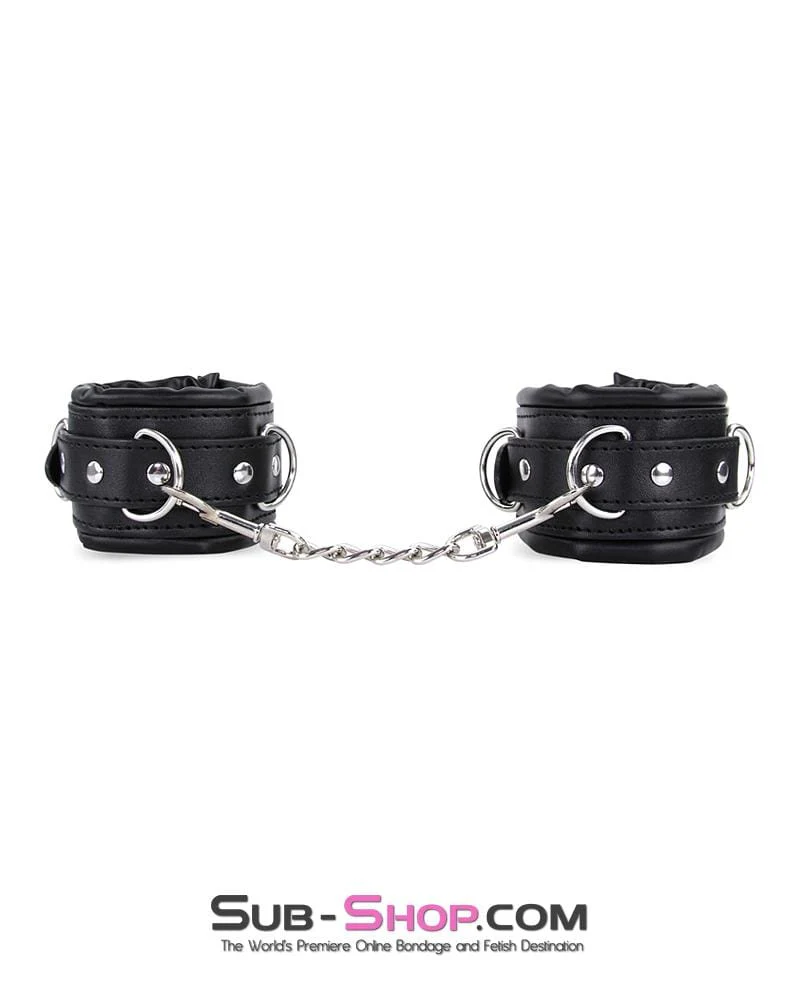 2476MQ Padded Lined Locking Black Wrist Cuffs - Image 4