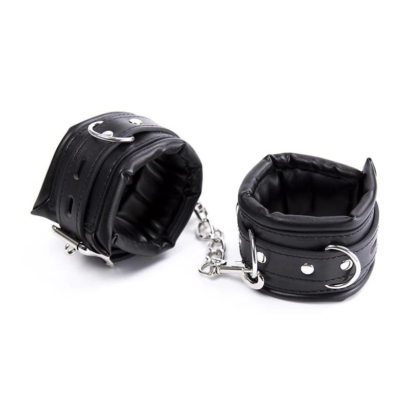 2476MQ Padded Lined Locking Black Wrist Cuffs - Image 6