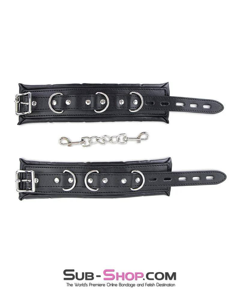 2476MQ Padded Lined Locking Black Wrist Cuffs - MEGA Deal - Image 4
