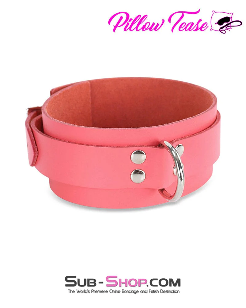 0914A      Passion Pink Leather Bondage Collar - Image 4