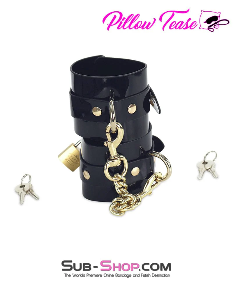 0850DL Patent Locking Bondage Cuffs with Padlocks and Chain 🔥 FINAL CLEARANCE – Last Chance! - Image 2
