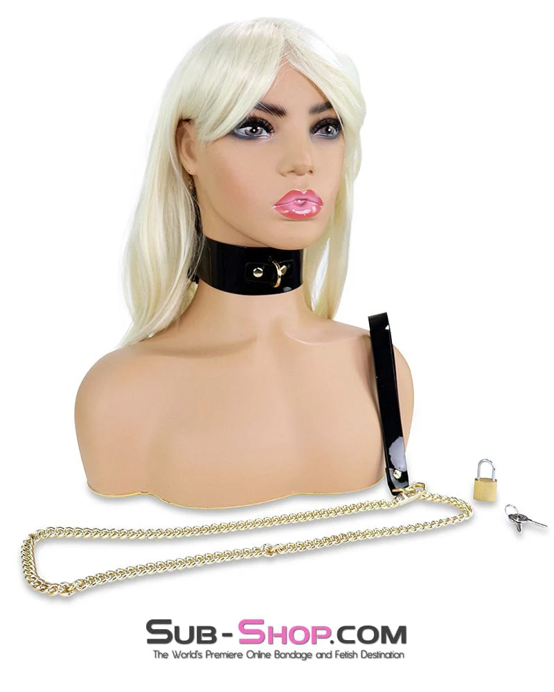 0953DL Patent Penalty Black Bondage Slave Collar and Leash - Image 10