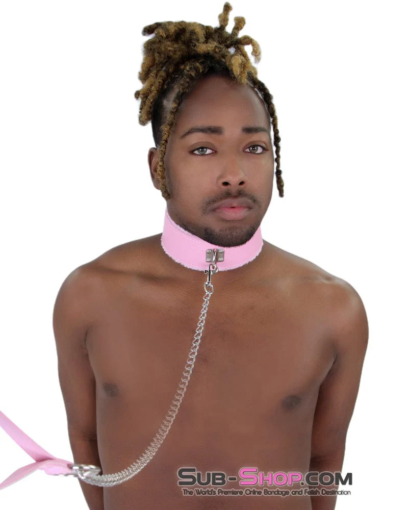 0536LT-SIS      Pink Furry Sissy Training Bondage Pretty Sissy Boi Slave Collar & Leash Set - Image 21
