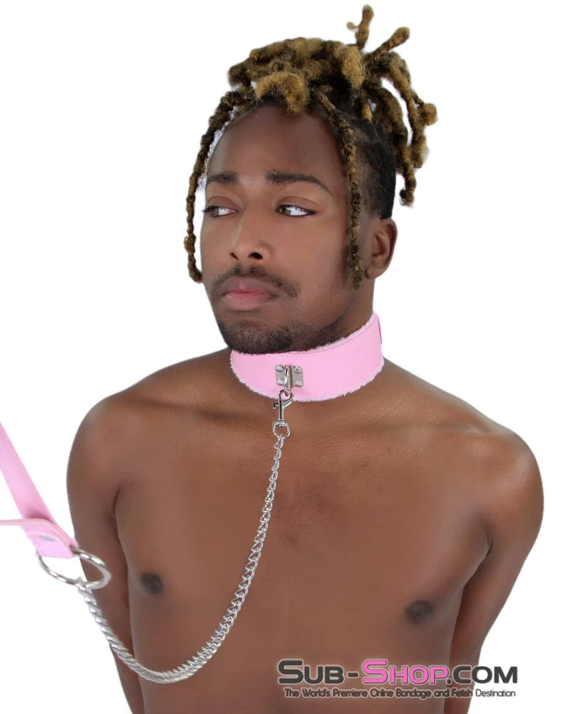 0536LT-SIS      Pink Furry Sissy Training Bondage Pretty Sissy Boi Slave Collar & Leash Set - Image 22