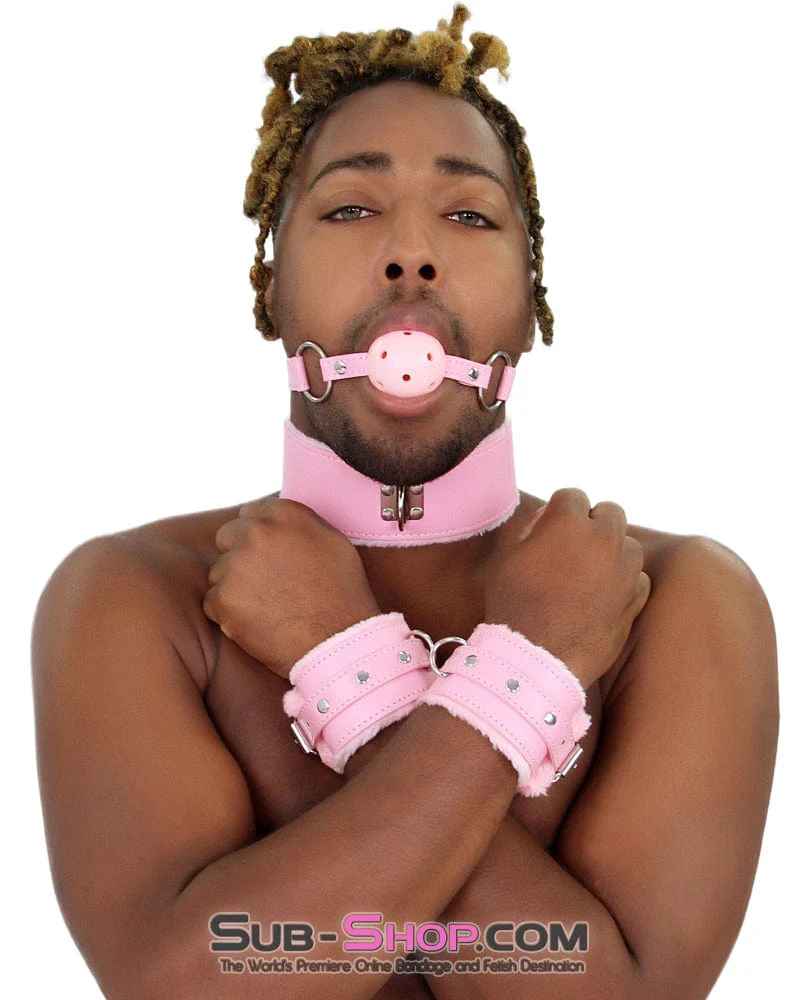 0536LT-SIS      Pink Furry Sissy Training Bondage Pretty Sissy Boi Slave Collar & Leash Set - Image 30