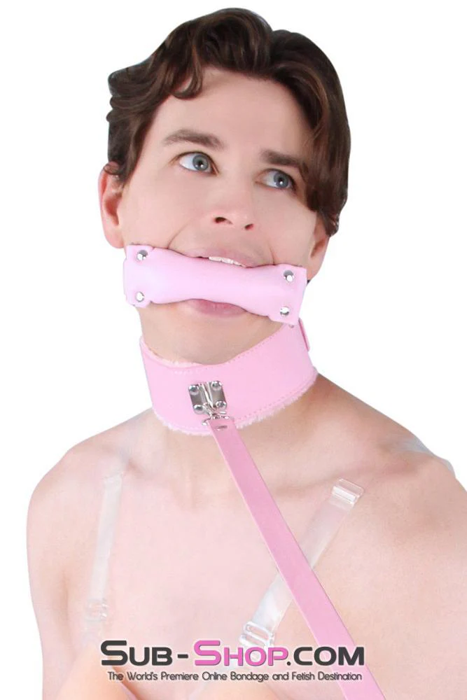 0536LT-SIS      Pink Furry Sissy Training Bondage Pretty Sissy Boi Slave Collar & Leash Set - Image 8