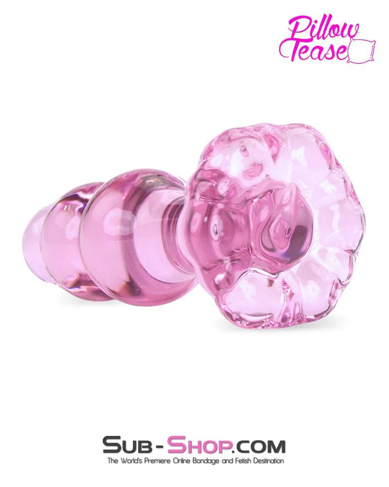 7036E Pink Glass Flower Anal Plug 🔥 FINAL CLEARANCE – Last Chance!