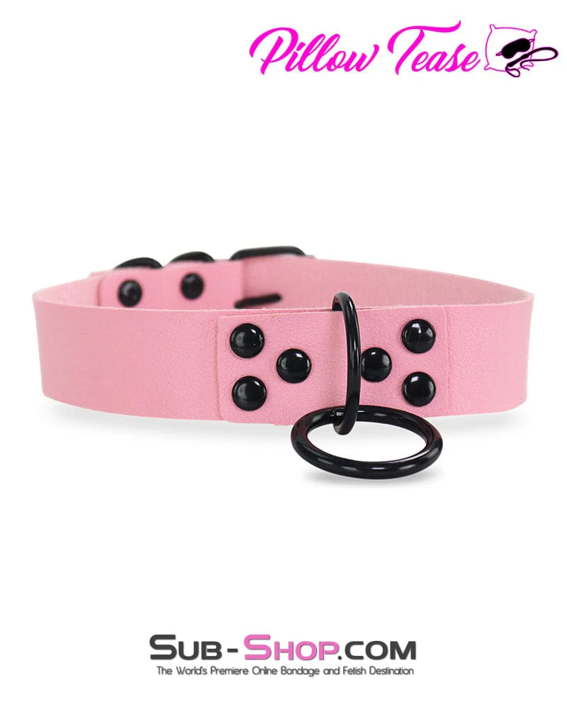 0811DL Pink Gothic Bondage Collar with Black Hardware - Image 3