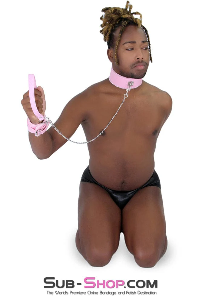 2785MQ Pink Handle Chained Bondage Leash - Image 6