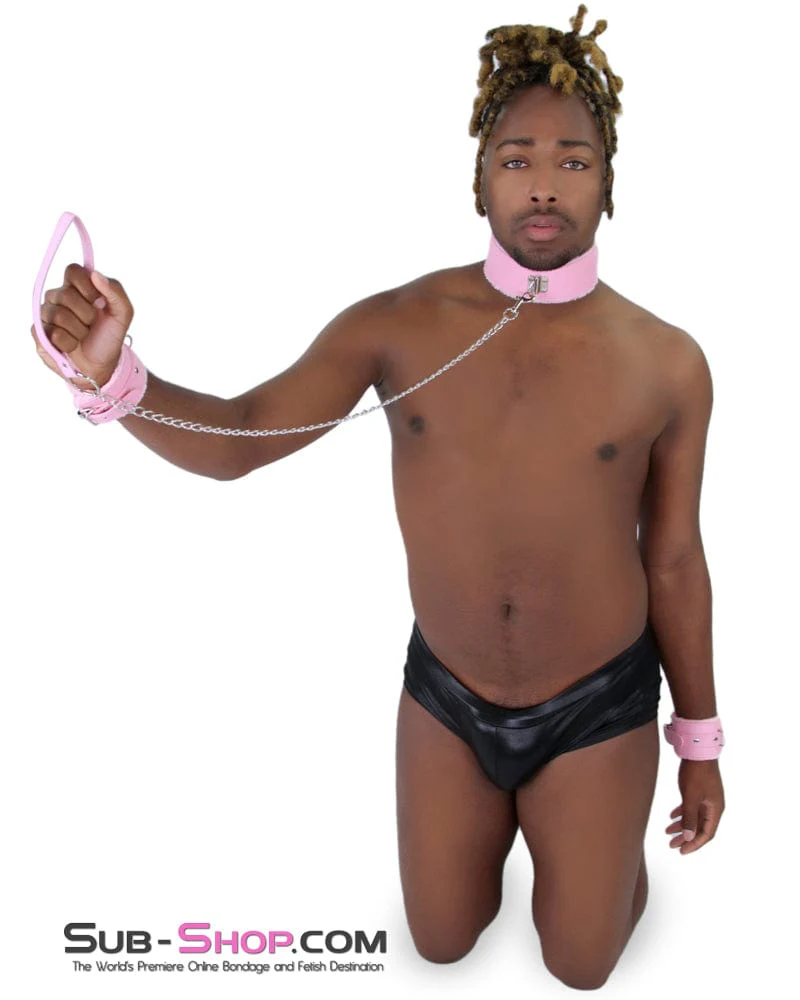 2785MQ Pink Handle Chained Bondage Leash - Image 7