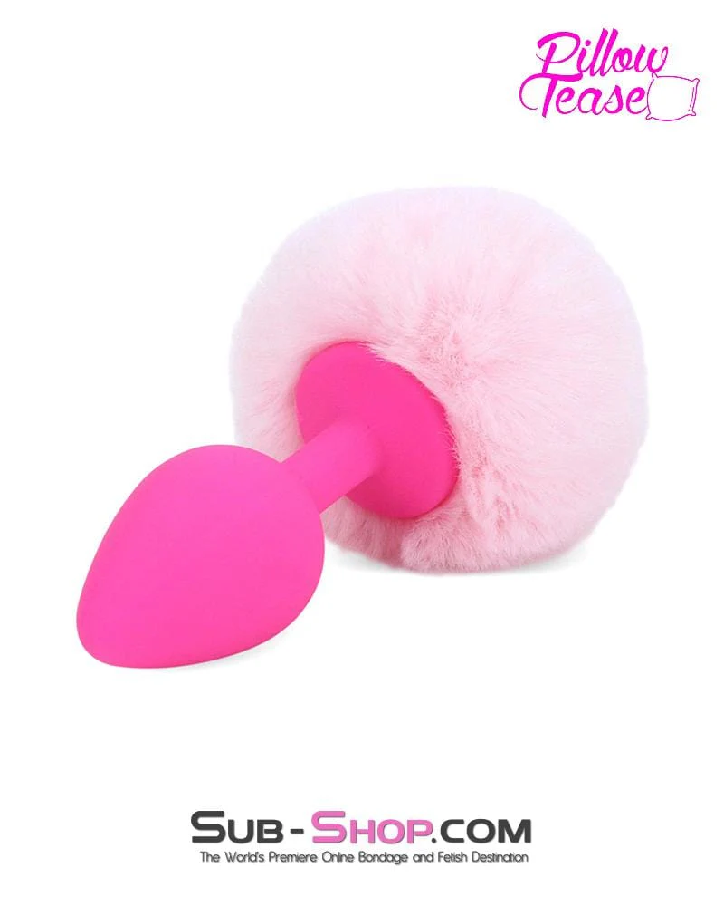 0679E      Pink Princess Puff Bunny Butt Medium Hot Pink Silicone Tail Butt Plug