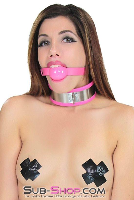 1417R Pink Rubber Lined Locking Stainless Steel Collar - Image 13