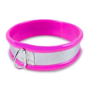 1417R Pink Rubber Lined Locking Stainless Steel Collar - Image 6