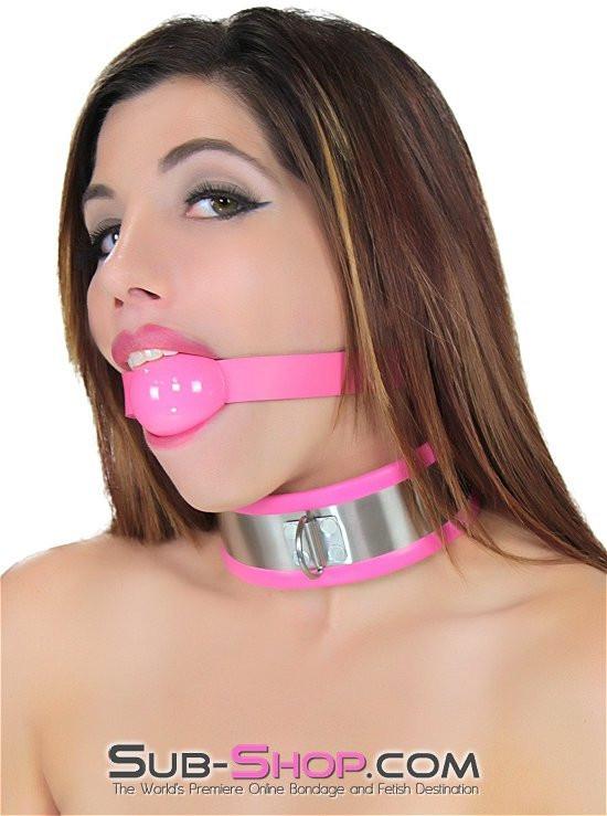 1417R Pink Rubber Lined Locking Stainless Steel Collar - Image 7