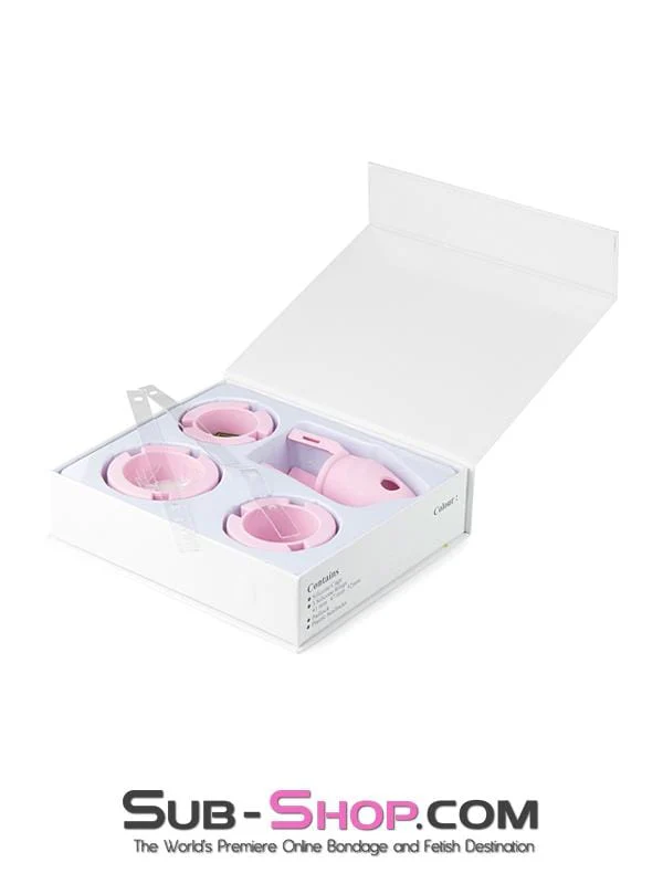 3795HS-SIS      Pink Silicone Pretty Sissy Cock Trap Cock Cage Chastity - Image 8