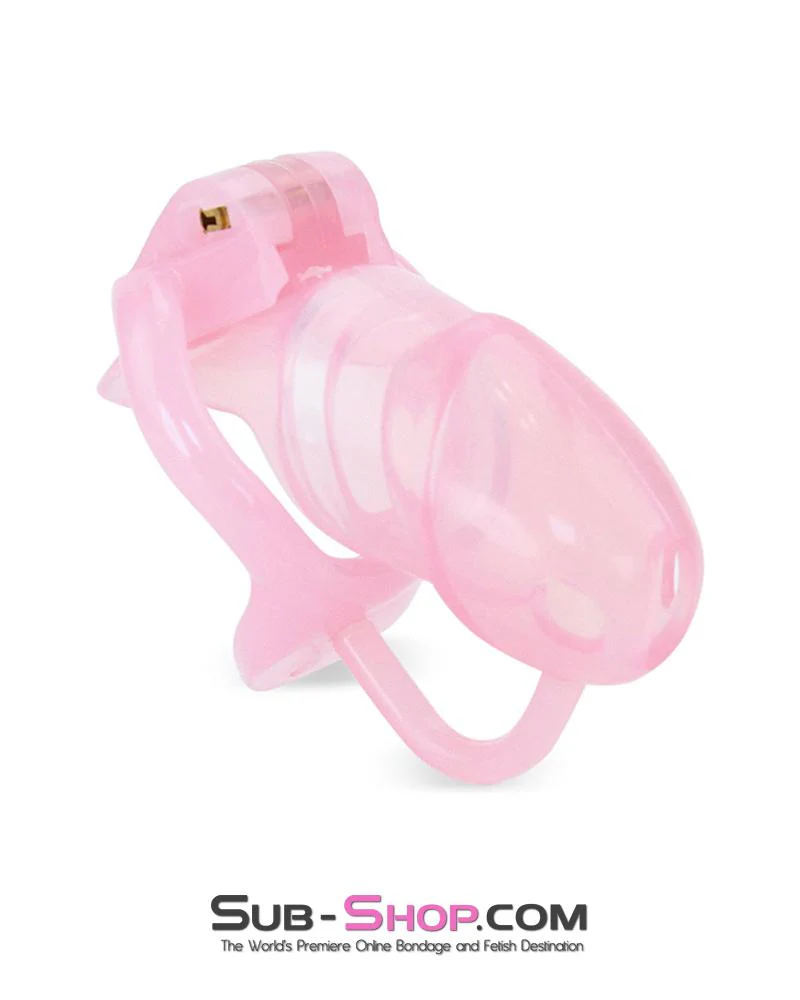 1358AR-SIS      Pink Sissy Cock Blocker Silicone Tease and Torment Locking Male Chastity with Ball Divider - Image 2