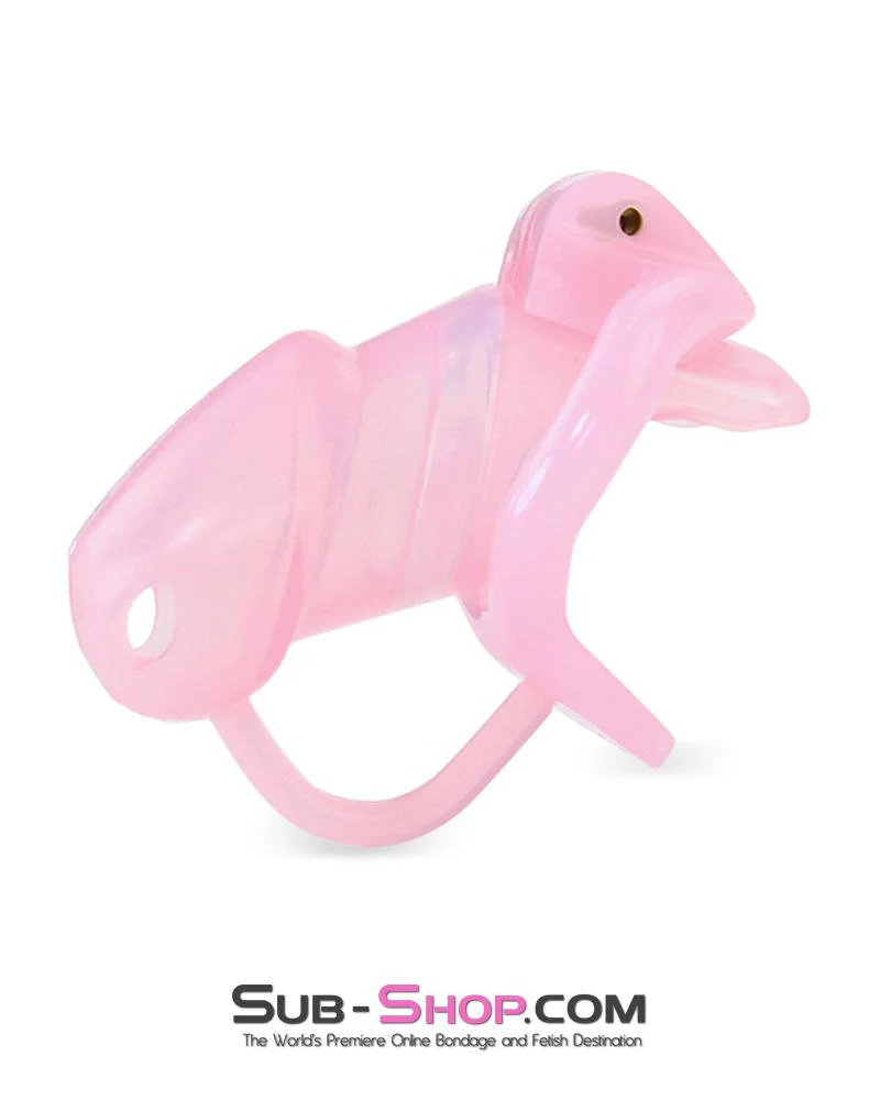 1358AR-SIS      Pink Sissy Cock Blocker Silicone Tease and Torment Locking Male Chastity with Ball Divider - Image 4