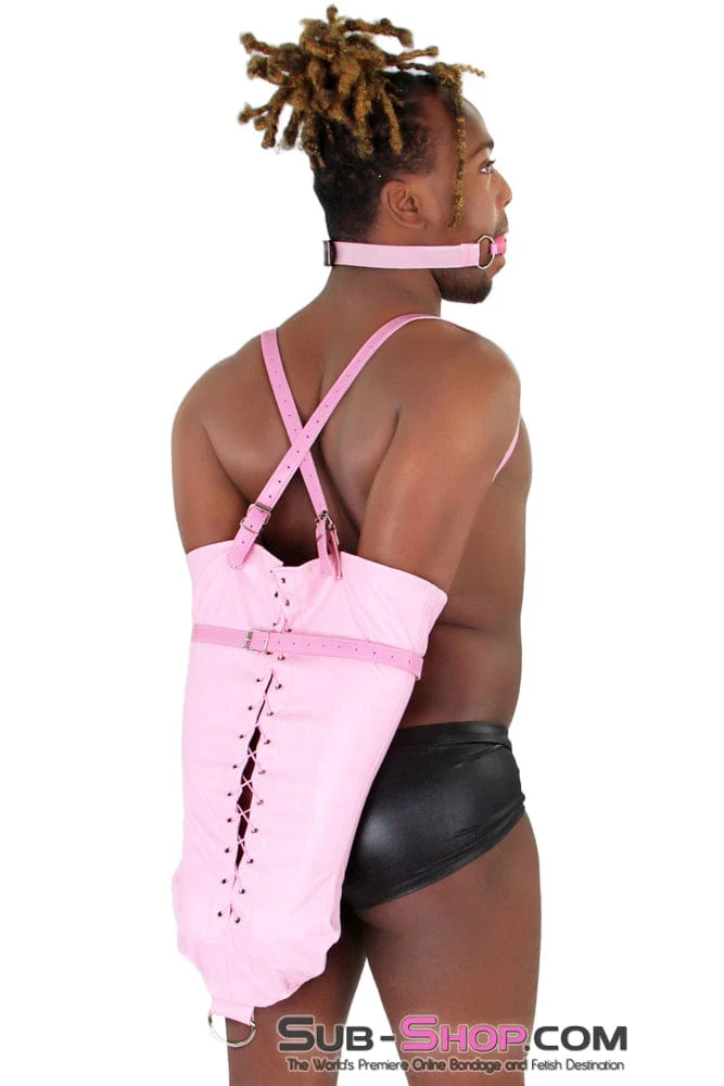 7922DL-SIS Pink Sissy Satin Lined Princess Dominant Female Pink Armbinder