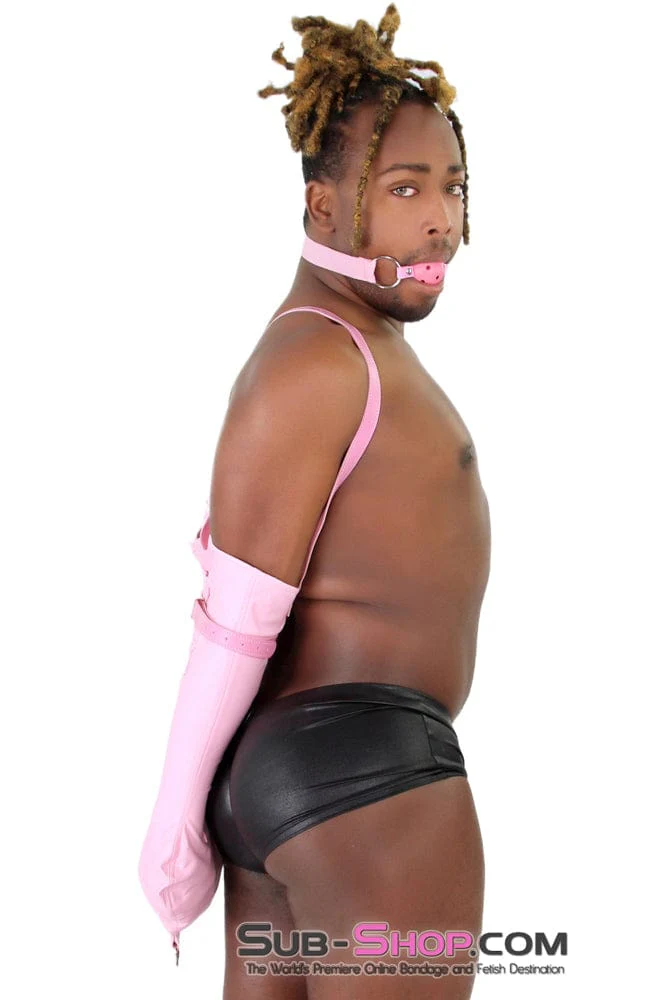 7922DL-SIS Pink Sissy Satin Lined Princess Dominant Female Pink Armbinder - Image 2