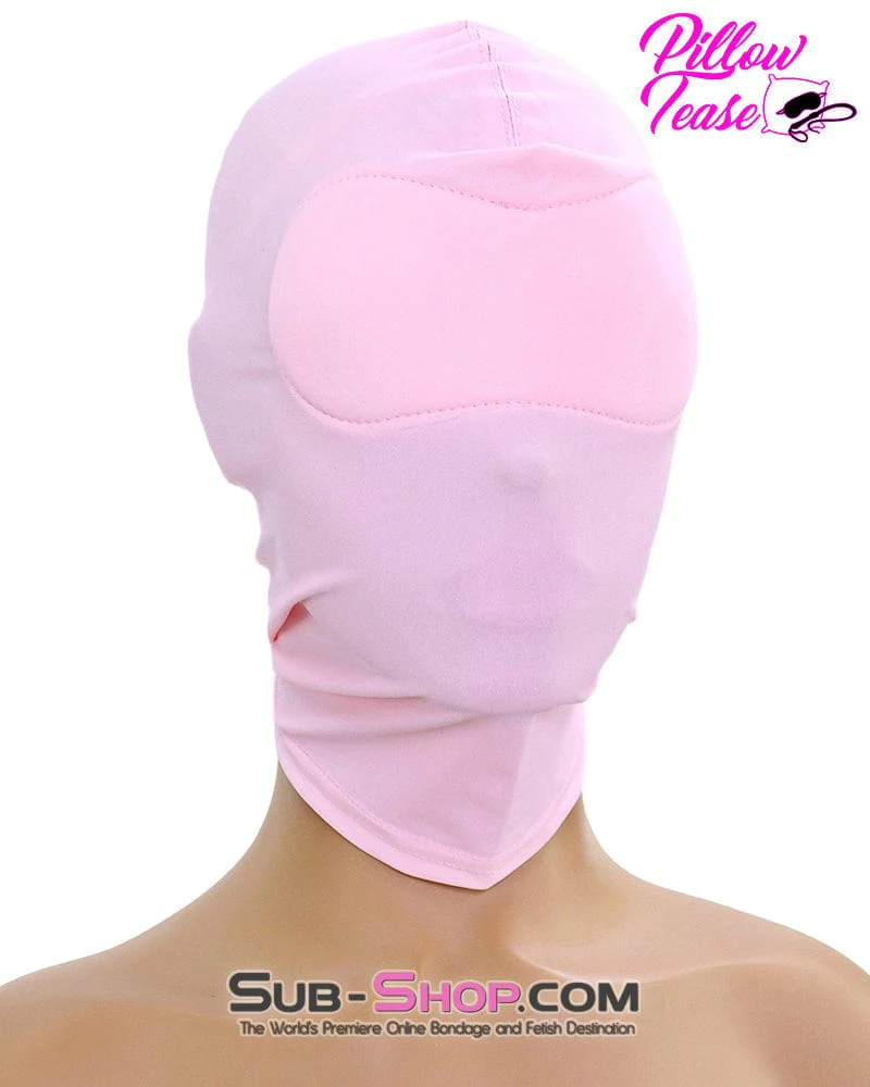 1474DL Spandex Bondage Hood with Blindfold - Pink Sensory Deprivation Mask - Image 2