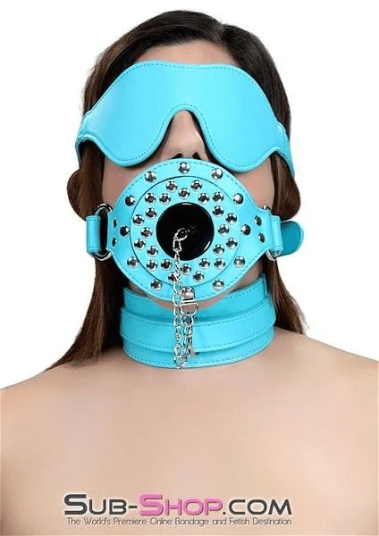 2717RS Plug-Her Locking Diamond Blue Plug Gag - Image 10