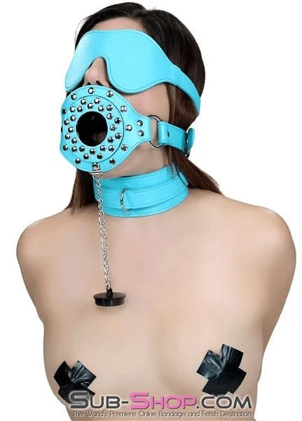 2717RS Plug-Her Locking Diamond Blue Plug Gag - Image 3