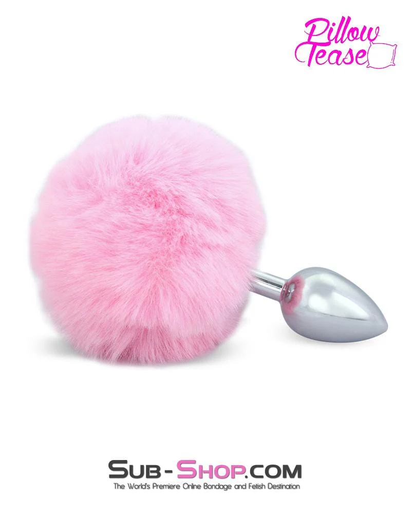 0549E Powder Puff Princess Light Pink Bunny Butt Small Chrome Anal Plug Tail 🔥 FINAL CLEARANCE – Last Chance! - Image 2
