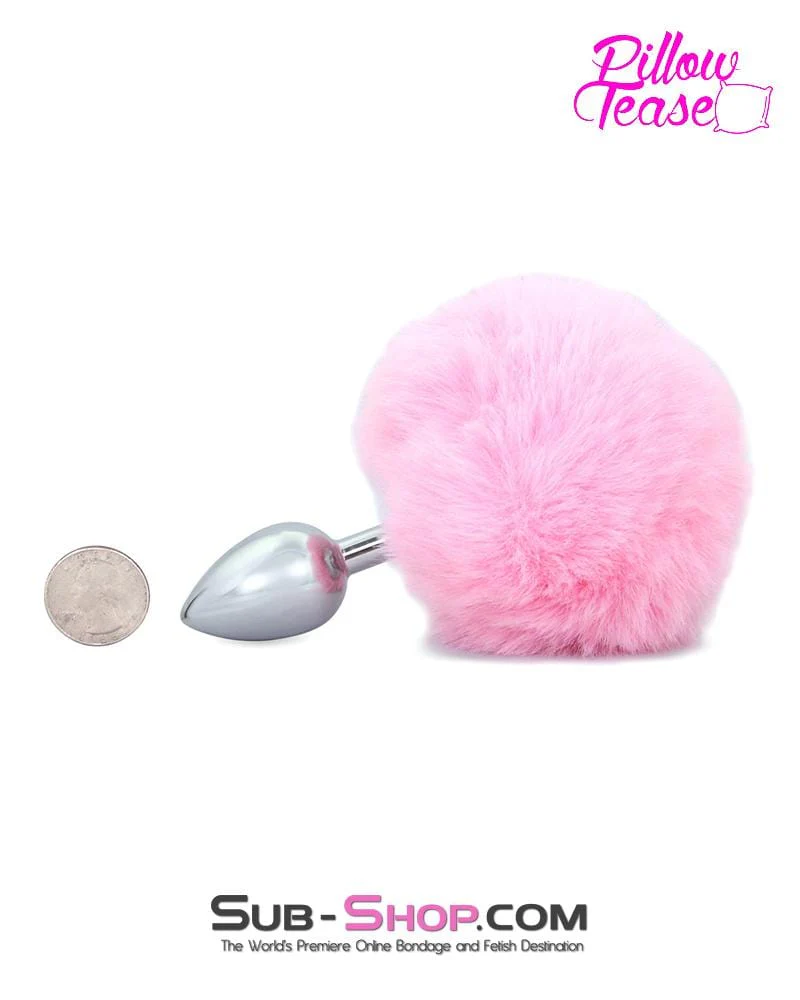 0549E Powder Puff Princess Light Pink Bunny Butt Small Chrome Anal Plug Tail 🔥 FINAL CLEARANCE – Last Chance! - Image 3