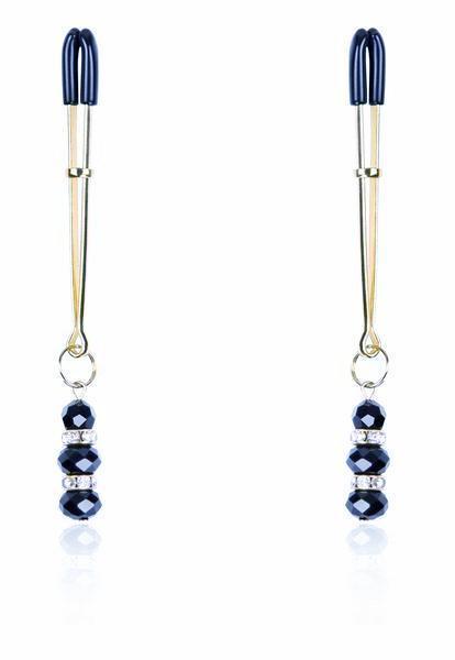 6779DL-SIS Precious Sissy Boi Rhinestone Beaded Gold Tone Female Led Relationship Tweezer Cock and Ball Clamps Set