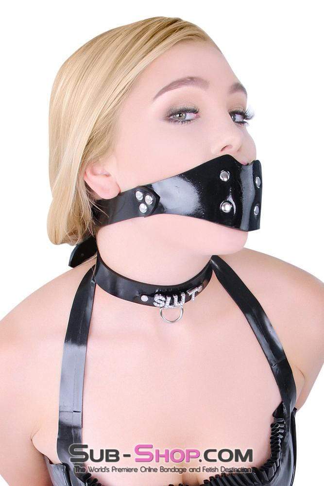 2441A-SIS      Pretty Domme Sissy Locking Rubber Penis Panel Gag, Small Rubber Penis Gag - Image 10