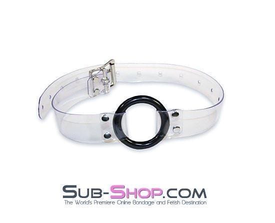 1495A-SIS Pretty Forced Feminization Sissy Wench Clearly Wide Open Luxe Clear PVC Wide Strap Plastic Ring Gag - Image 20