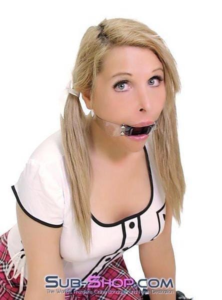 1495A-SIS Pretty Forced Feminization Sissy Wench Clearly Wide Open Luxe Clear PVC Wide Strap Plastic Ring Gag - Image 21