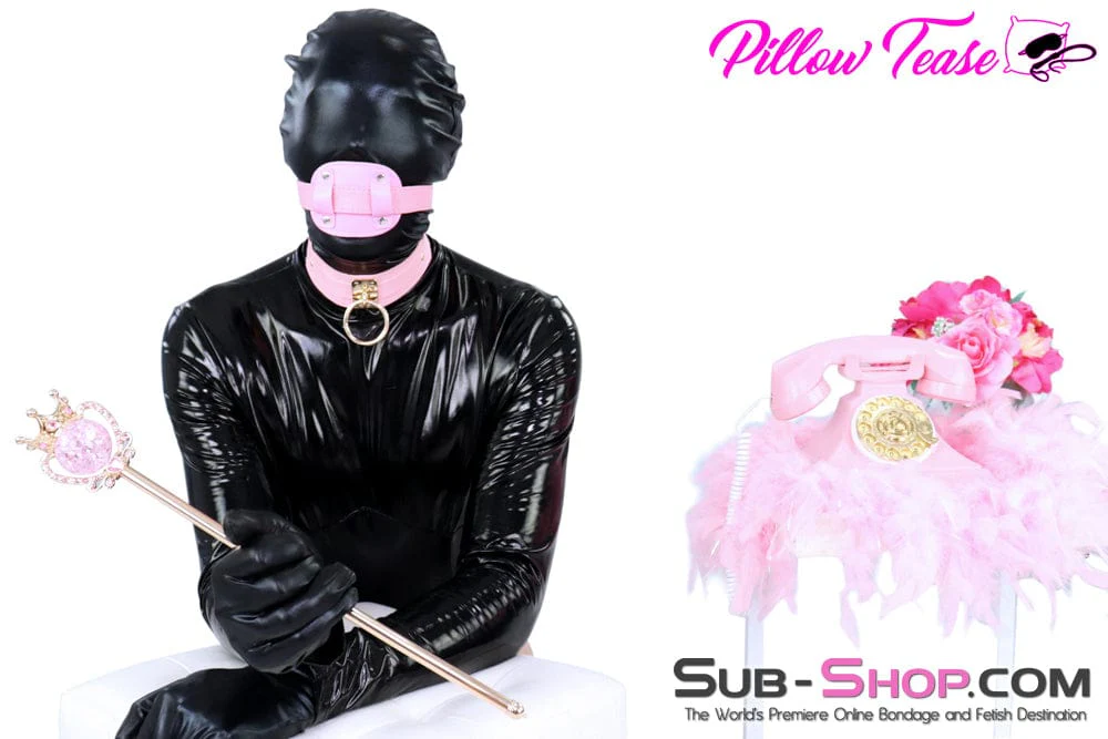 0787DL      Pretty Princess Pink Bondage Collar with Gold Hardware - Image 12