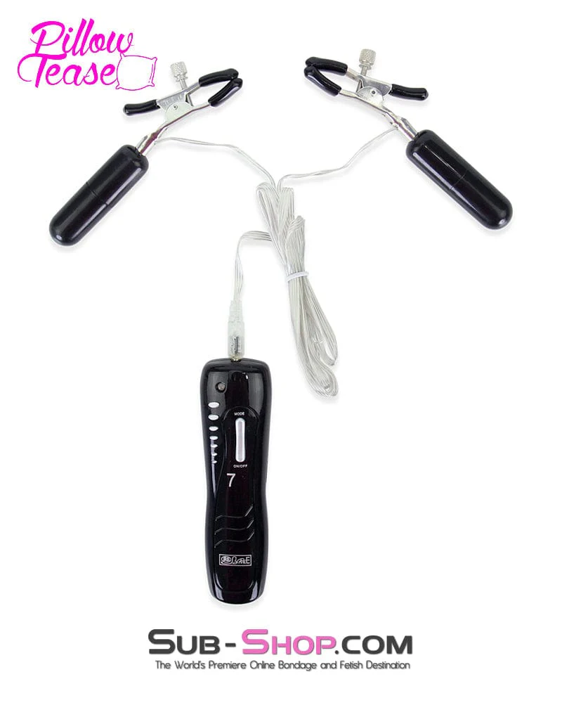 9094M-SIS Pretty Sissy Accessory 7 Function Vibrating Black Feminization Cock and Ball Clamps Set