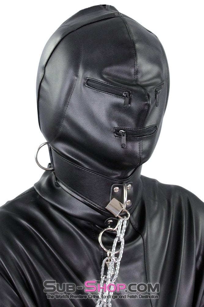 2286ZG-SIS Pretty Sissy Gurl Sensory Deprivation Zippered Eyes and Mouth Hood BDSM Mistress for Hire with Ear Pads - Image 2