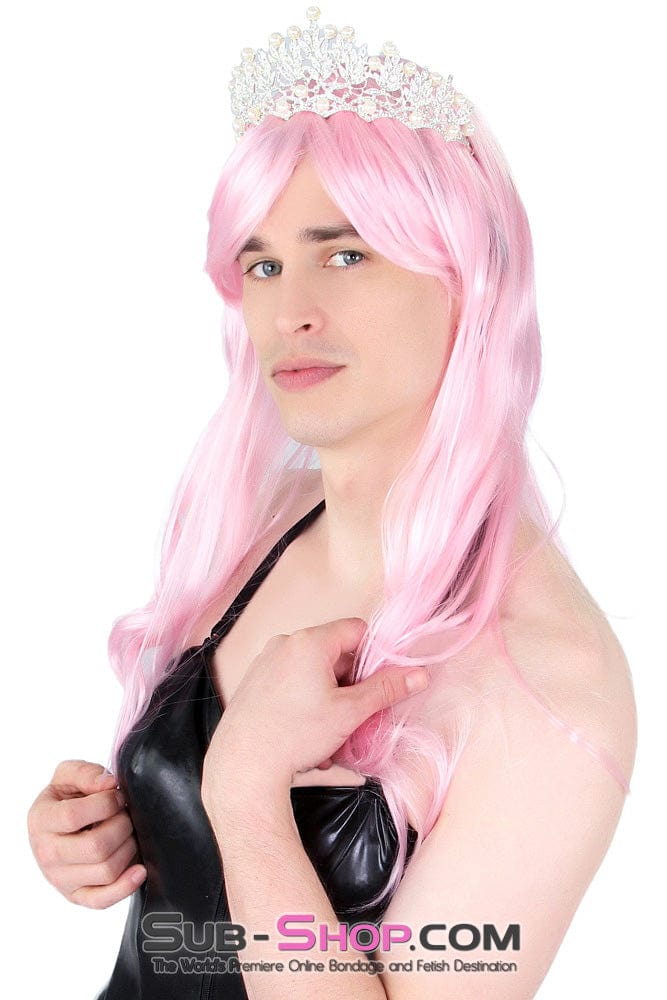 9966AE-SIS Pretty Sissy in Pink 24" Long Sexy Roleplay Wig - Image 3