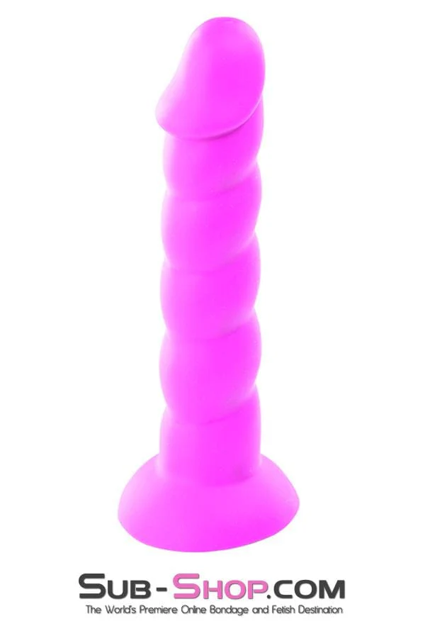 2218M-SIS      Pretty Sissy Purple Twist Silicone Ripple Dildo with Suction Cup Base - Image 2