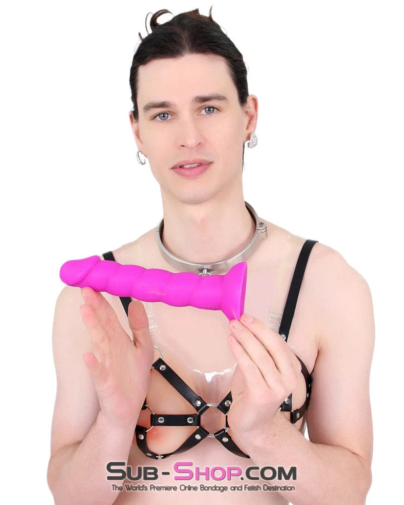 2218M-SIS      Pretty Sissy Purple Twist Silicone Ripple Dildo with Suction Cup Base - Image 3