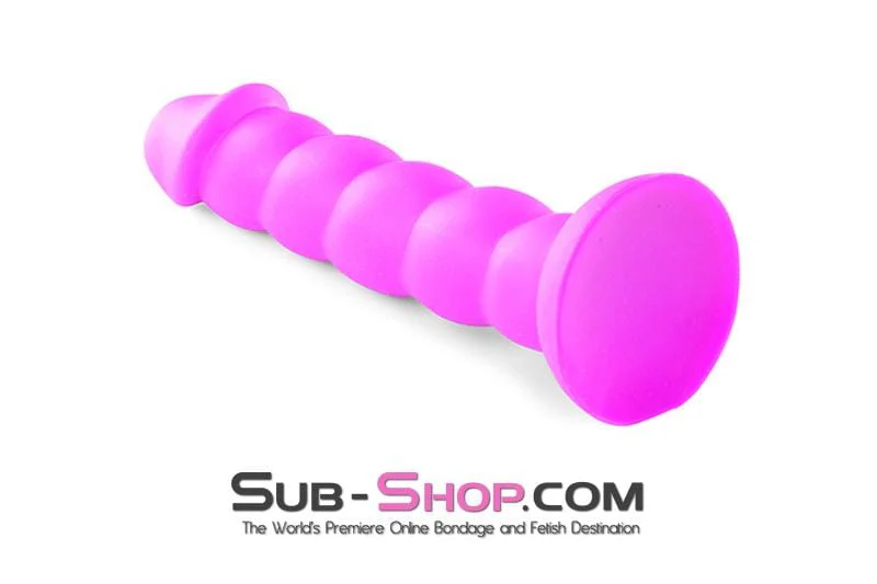 2218M-SIS      Pretty Sissy Purple Twist Silicone Ripple Dildo with Suction Cup Base - Image 8