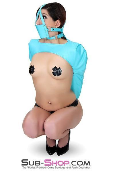 3751RS-SIS      Pretty Sissy Self Bound Open Breast Fetish Services Zippered Armbinder Top - Image 6