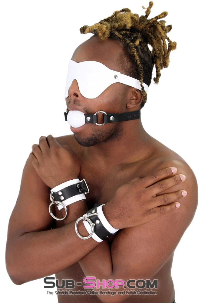 1456A-SIS      Pretty Sissy Slave Life Code of Silence Locking Ball Gag Dominatrix Sissy Strap, White - Image 6