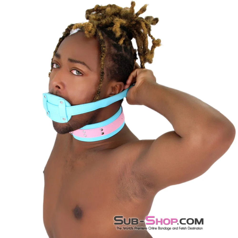 2739RS-SIS      Pretty Sissy Slave Locking Sissy Chastity Rubber Penis Gag, Diamond Blue Strap - Image 12