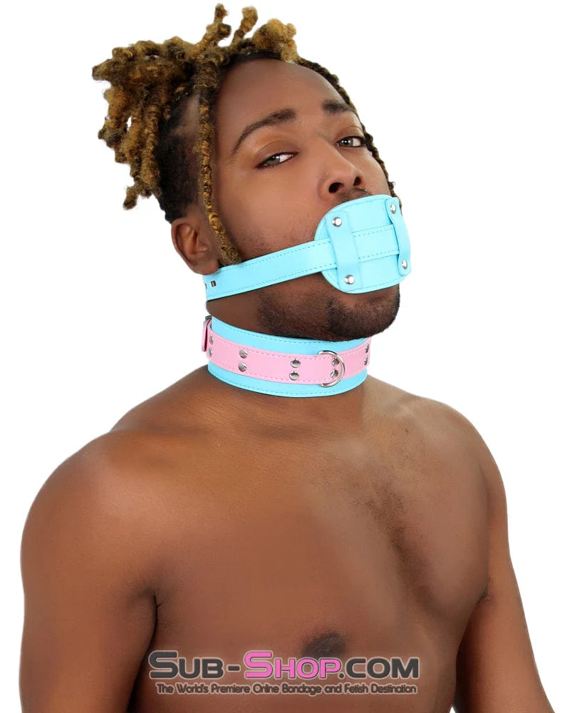 2739RS-SIS      Pretty Sissy Slave Locking Sissy Chastity Rubber Penis Gag, Diamond Blue Strap - Image 9