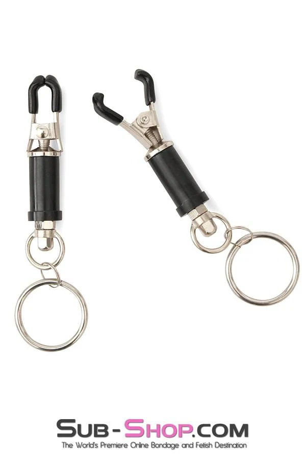 2368M-SIS Pretty Sissy Trainer Barrel Style Twist Closure Cock and Ball Clamps with Weight Sissy Mistress Hanging Rings