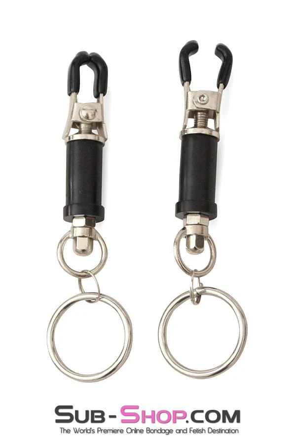 2368M-SIS Pretty Sissy Trainer Barrel Style Twist Closure Cock and Ball Clamps with Weight Sissy Mistress Hanging Rings - Image 2