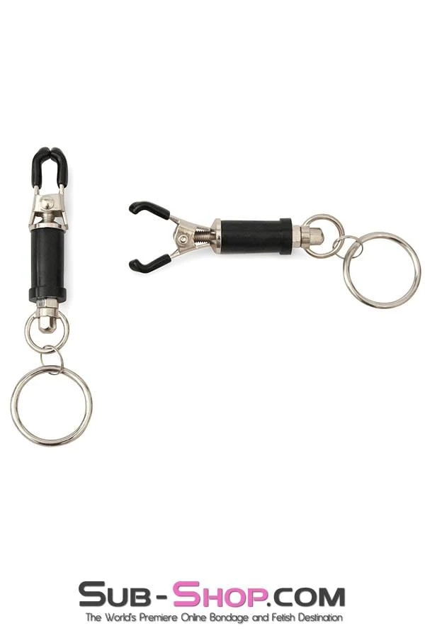 2368M-SIS Pretty Sissy Trainer Barrel Style Twist Closure Cock and Ball Clamps with Weight Sissy Mistress Hanging Rings - Image 3